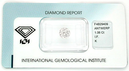 Foto 1 - Diamant Top Brillant 1.06ct Lupenrein IGI VG/VG Diamond, D5515
