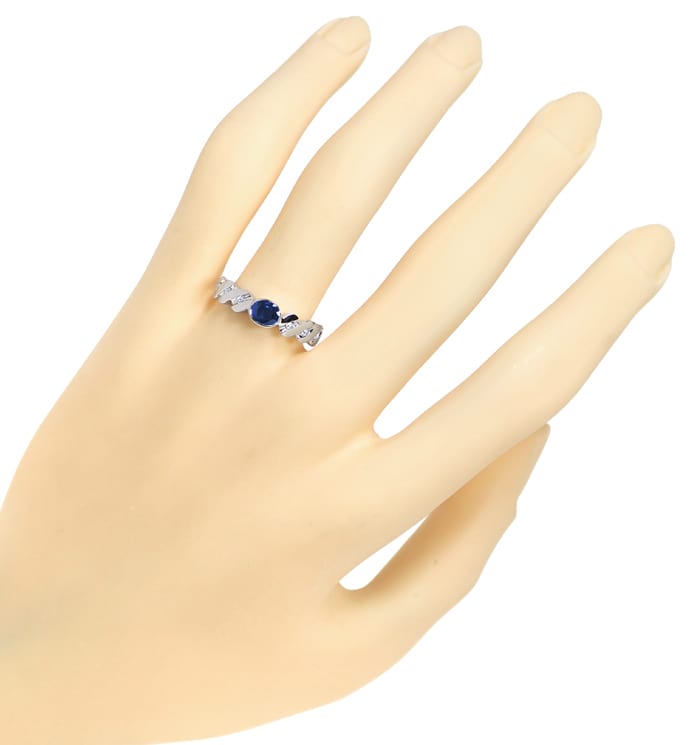 Foto 4 - Weißgold-Diamantring 0,55ct blauer Safir und Diamanten, Q1208
