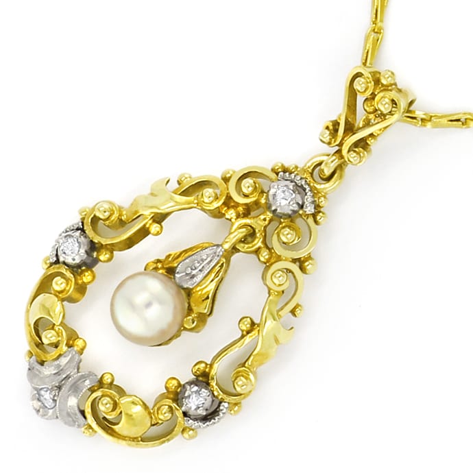 Foto 6 - Antik Set Ring Collier Brosche Perlen Diamanten, S5411