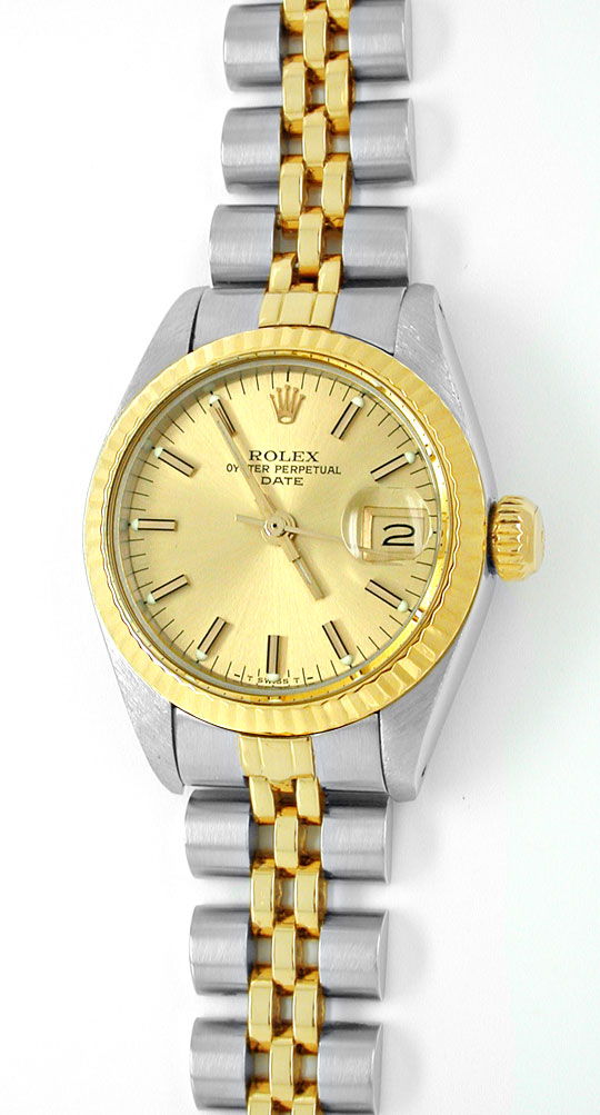 Foto 2 - Rolex Date Damen-Armbanduhr Stahl-Gold Automatik Topuhr, U1999