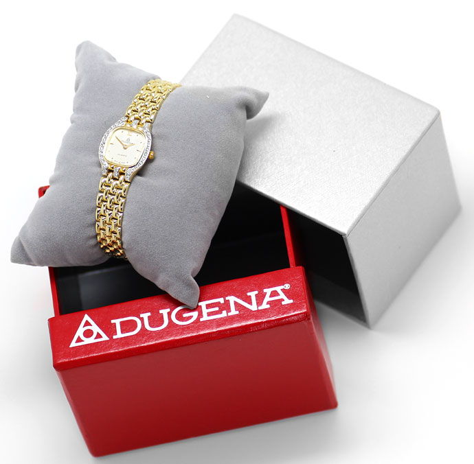 Foto 5 - Dugena Damen-Armbanduhr in Gelbgold mit Brillantbesatz, U2377